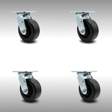 Service Caster 5 Inch SS Polyolefin Swivel Caster Set with Ball Bearing and Swivel Lock SCC SCC-SS30S520-POB-BSL-4